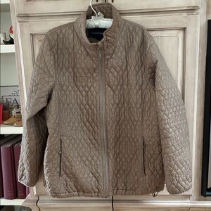 Lands' End Women's Brown Quilted Puffer Jacket taupe sz 1X